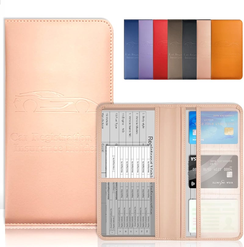 OBDMASTER Pink Car Registration & Insurance Card Holder for Glove Box Organizer Vehicle License Document Auto Truck Comparment Interior Accessories Case - Image 1